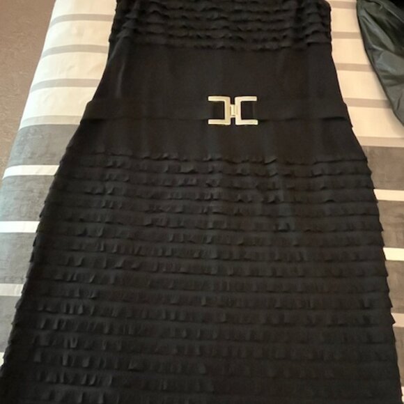 Joseph Ribkoff black frilly dress with belt - Picture 2 of 4